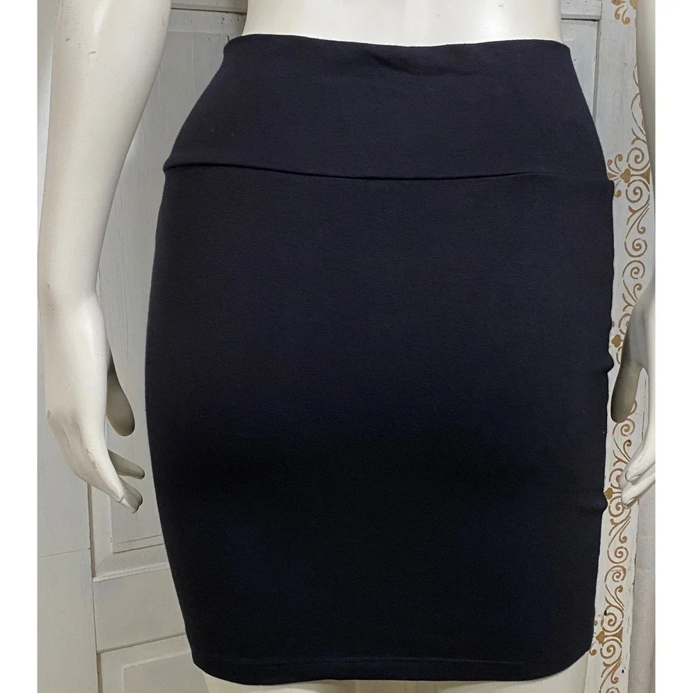 Charlotte Russe‎ Black Cotton Blend Mini Skirt Small High Waist Bodycon Jersey